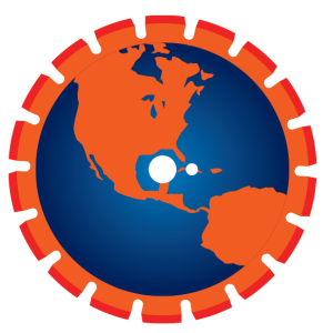 Diamond blade icon with Earth design showing North and South America for Diamond Blade Planet