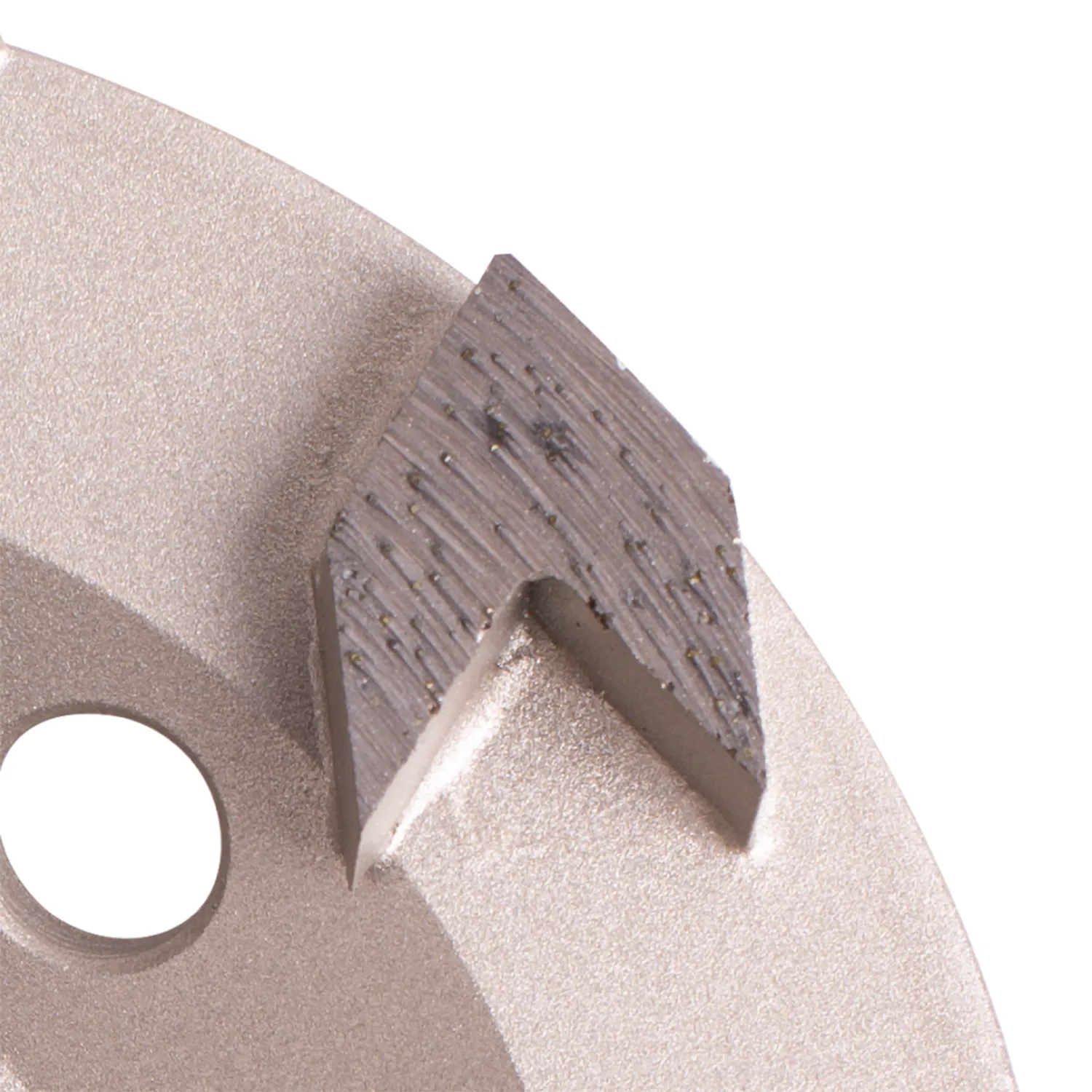 Diamond Vantage Arrow Segment Diamond Grinding Cup Wheel 3 Close up of heavy-duty arrow segment on a 7-inch diamond cup wheel.