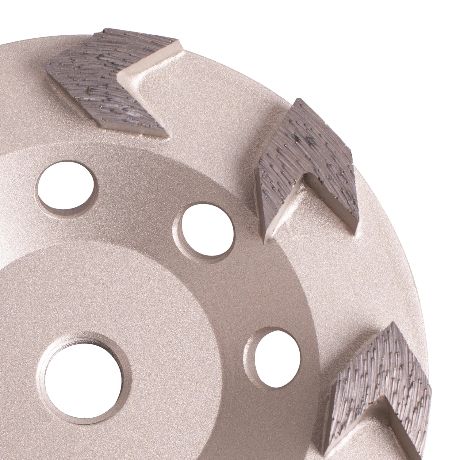 Diamond Vantage Arrow Segment Diamond Grinding Cup Wheel 2 Close-up of directional arrow segments on a 7-inch diamond grinding cup wheel for floor prep.