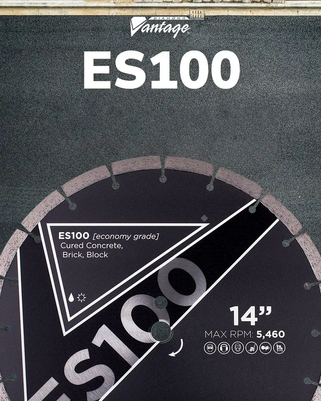 Diamond Vantage ES100 General Purpose Concrete Diamond Blade 5 General purpose concrete diamond blade for cutting concrete, brick and block