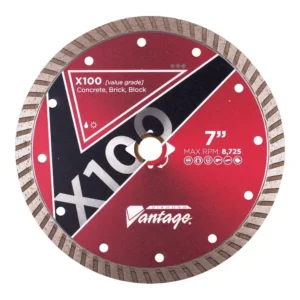 Home 1 Diamond Vantage X100 general purpose turbo diamond blade for concrete, brick, and block.