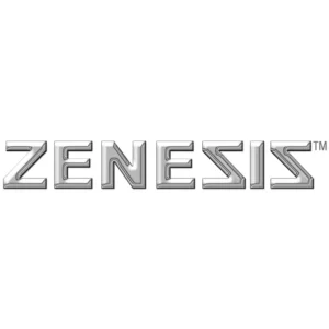 Zenesis logo in metallic chrome font