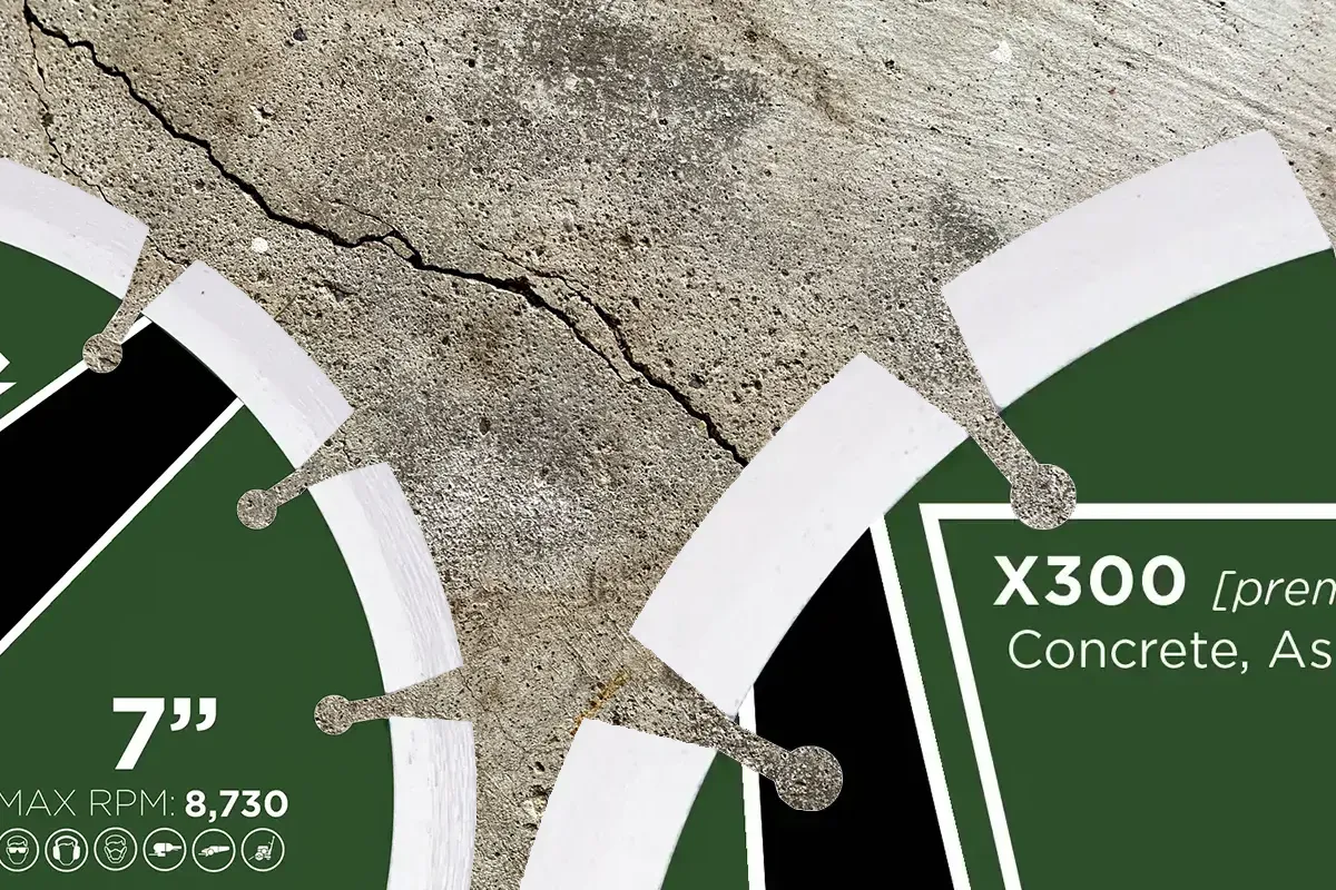 Crack chaser diamond blade cutting and shaping a concrete crack for repair preparation