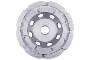Concrete grinding cup wheel with double row diamond segments